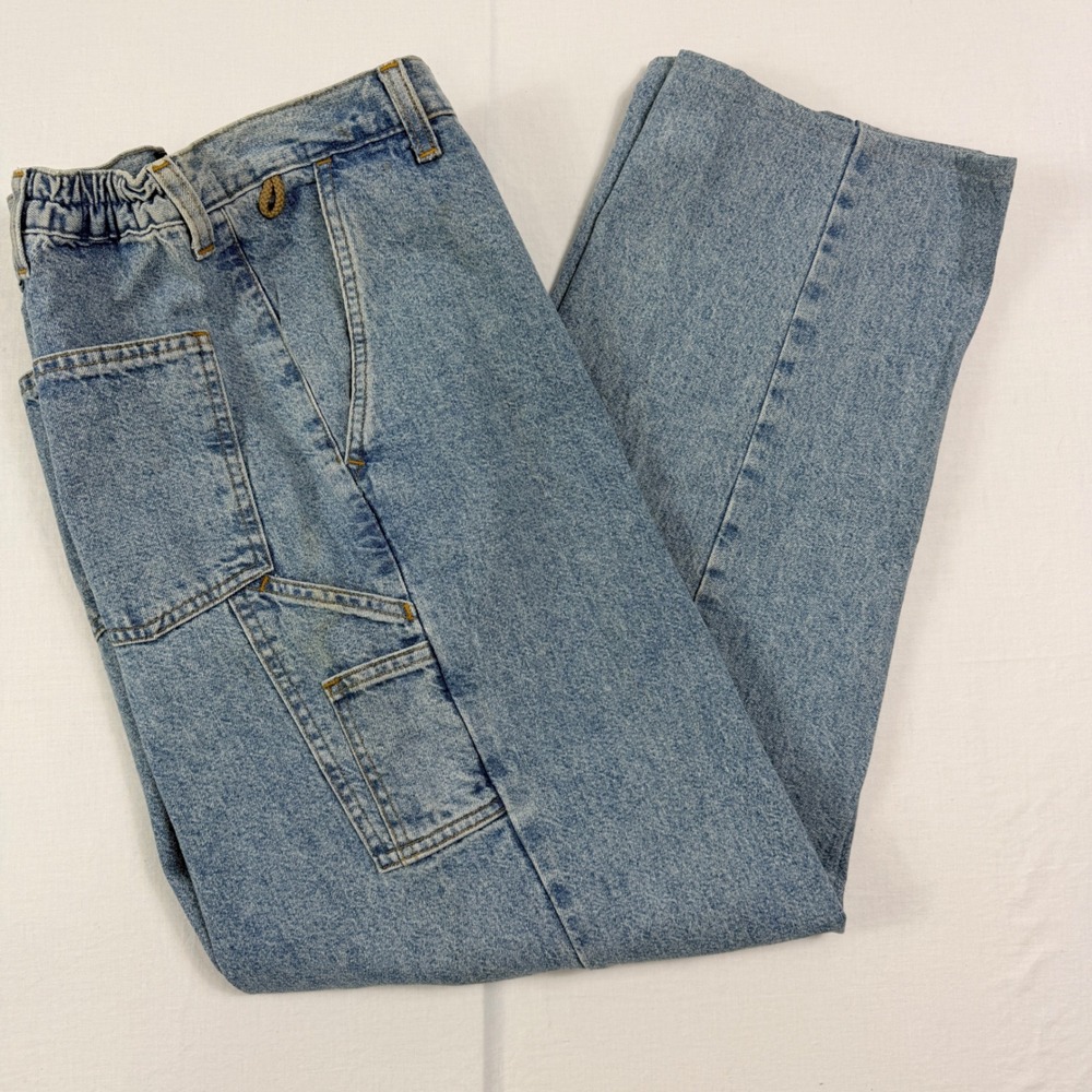 RedHead Angler Jeans Men 36x34 Blue Light Wash Utility Carpenter Denim Pants